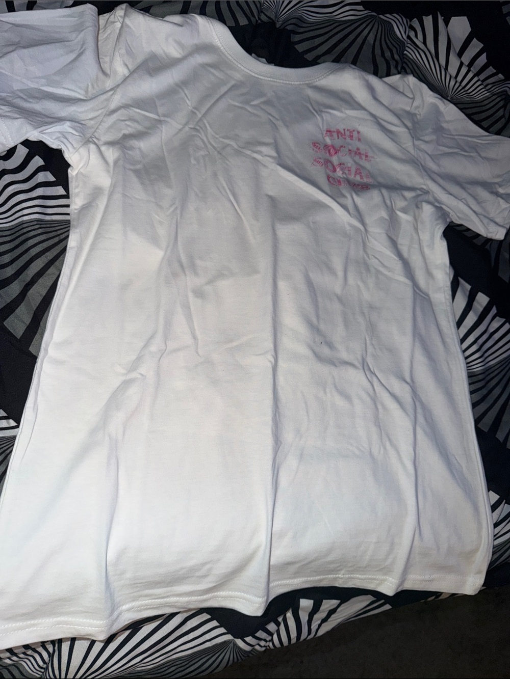 Anti Social Social Club Kids White Short Sleeve Tee with Pink Logo